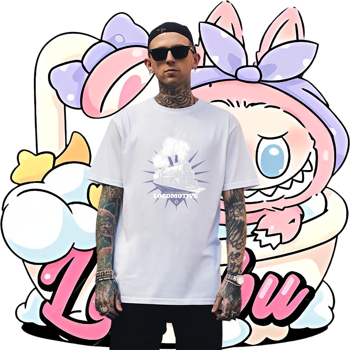 Loose Fit train Mens T Shirts Sport Tshirts 100% Cotton 230g Fashion New Breathable Crew Neck Plus Size Custom Tee Shirt