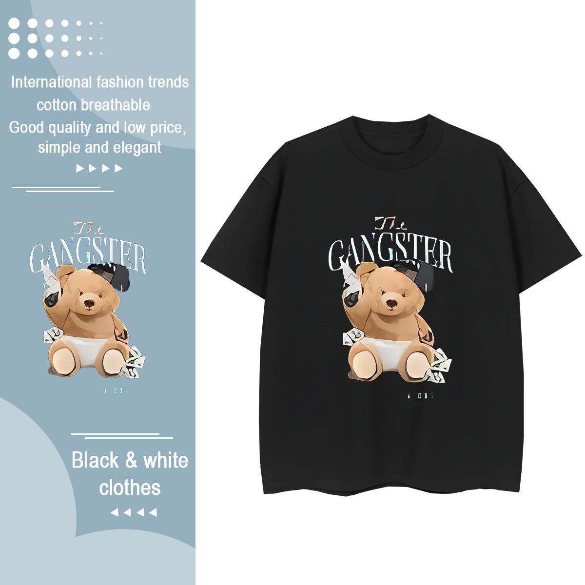 High Quality T-Shirts bear Short Sleeve Soft Street wear Hip Hop Graphic 230g Cotton Men Tops Tees Custom Tees Shirts