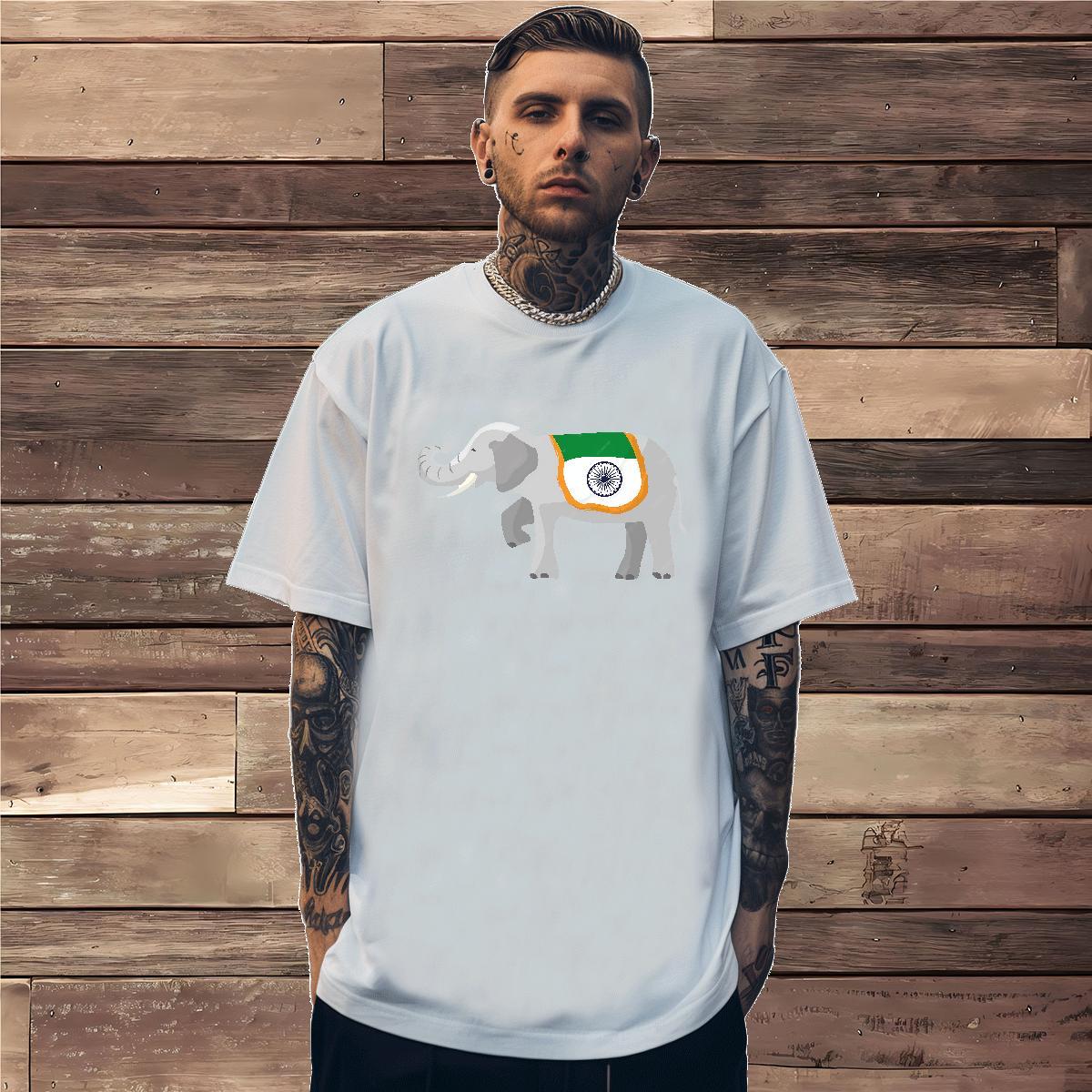 T Shirt For Man 100% Cotton 230g elephant Street Casual O-Neck Short Sleeve Custom Print Plus Size Tshirts DIY TOP Quality Tee Shirt