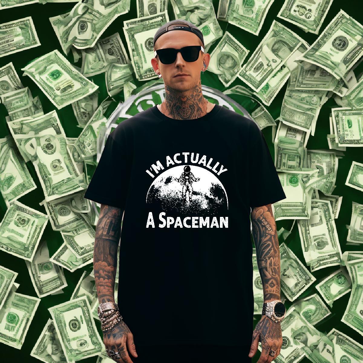 Men T Shirts 230g Cotton universe Casual Daily Wear Breathable Crew Neck Cartoon Printing L-4XL Tshirts New Designer Loose Clothes