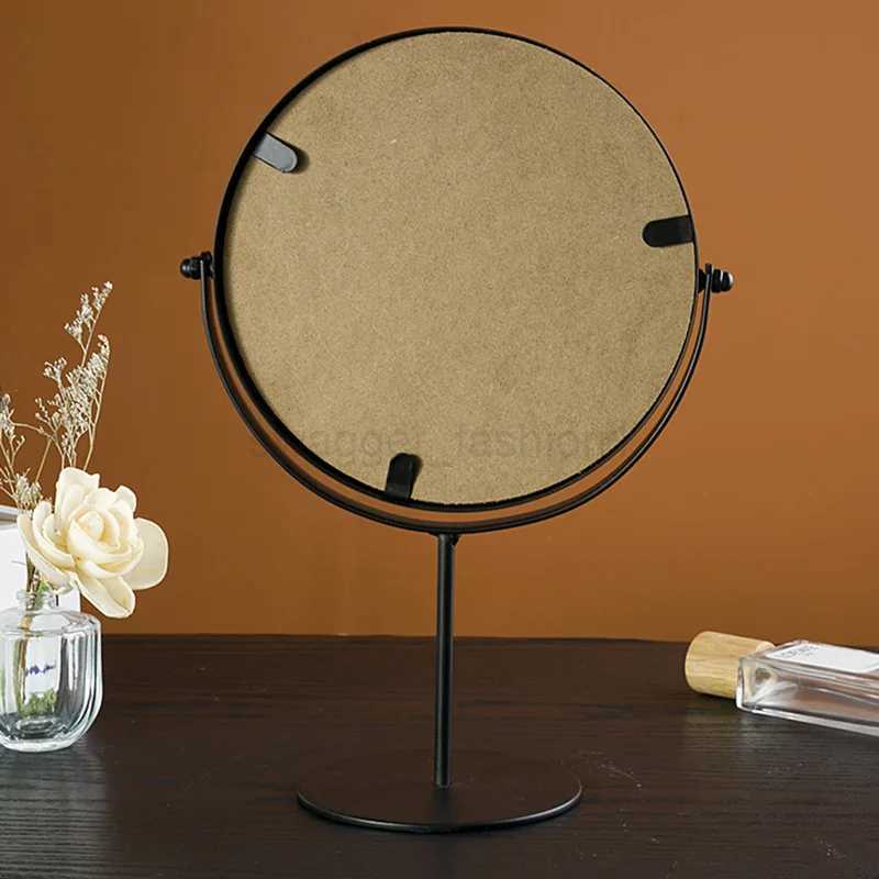 Makeup Mirror Light Luxury Retro European Metal Gold Home Desktop Square Round Mirror Dormitory Makeup MirrorXJ240813