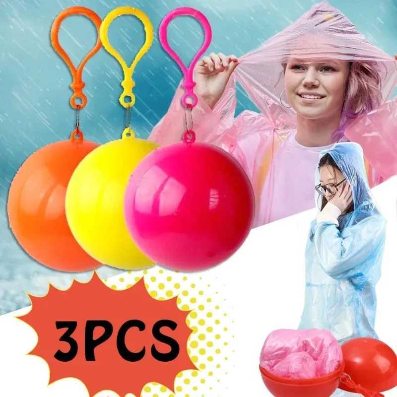 Portable Waterproof Raincoat Ball Childrens and Adult Rain Cover Waterproof Rain Gear Mini Chicken Outdoor Emergency Y240810