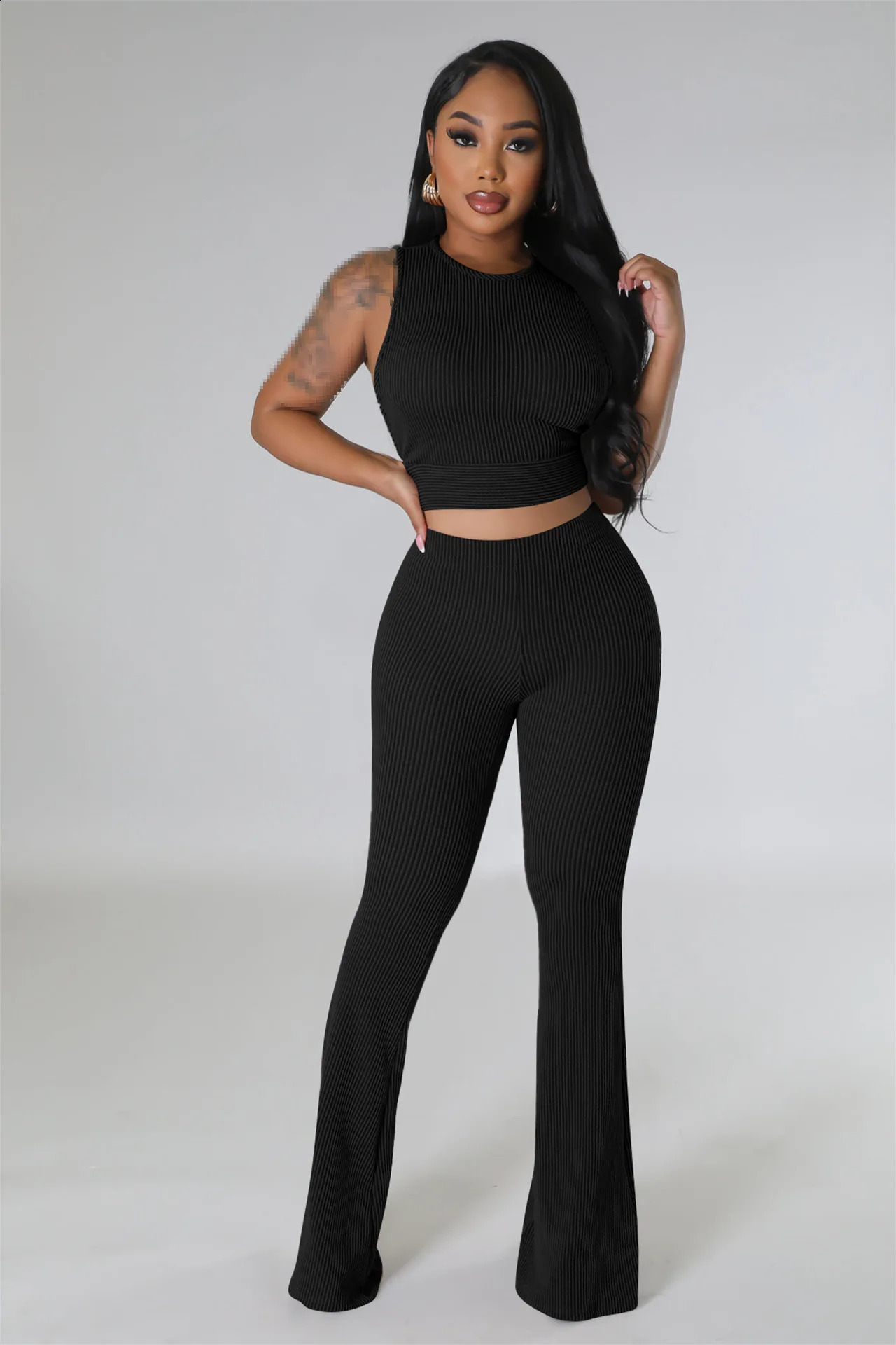 pants sets women summer outfits for women two piece set for woman 2 piece sets woman outfit crop top pants summer clothes 240813