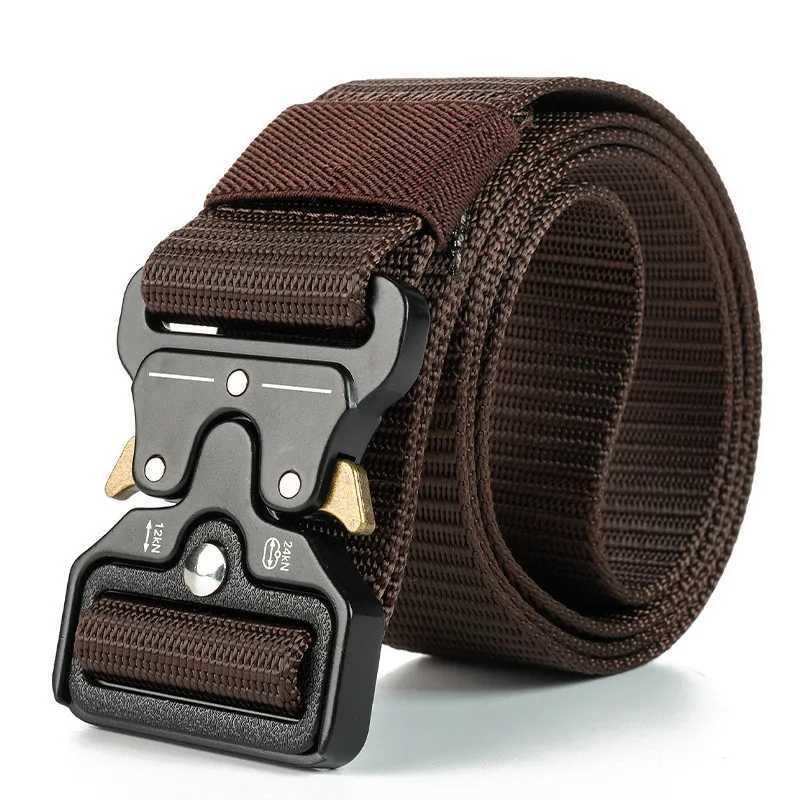 Mens waist belt military outdoor hunting tactics outdoor mountain multifunctional tactics nylon canvas woven handcart belt W240807