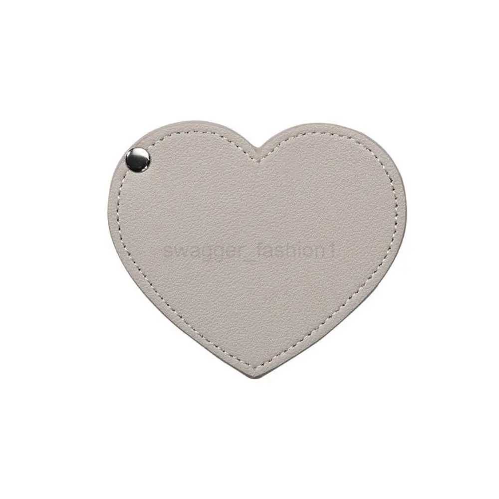 Portable Heart Compact Mirror Mini Ultra-thin Unbreakable Makeup Tool Rotating PU Leather Cosmetic Mirror TravelXJ240813