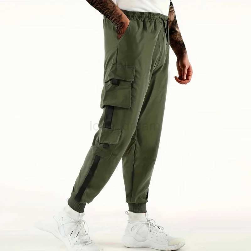 Loose Fit Multi Pocket Joggers For Spring Summer Mens Street Style Waist Drawstring Casual Pants Cargo Pants For Fitness OutdoXJ240813