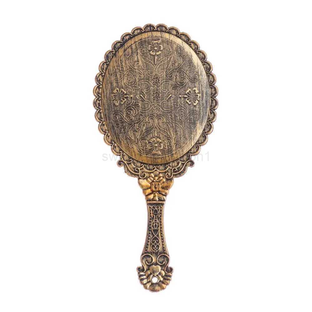 4 Colors Vintage Oval-Shape Hand Mirror Held Vanity Mirror Standing Makeup Dresser MirrorXJ240813