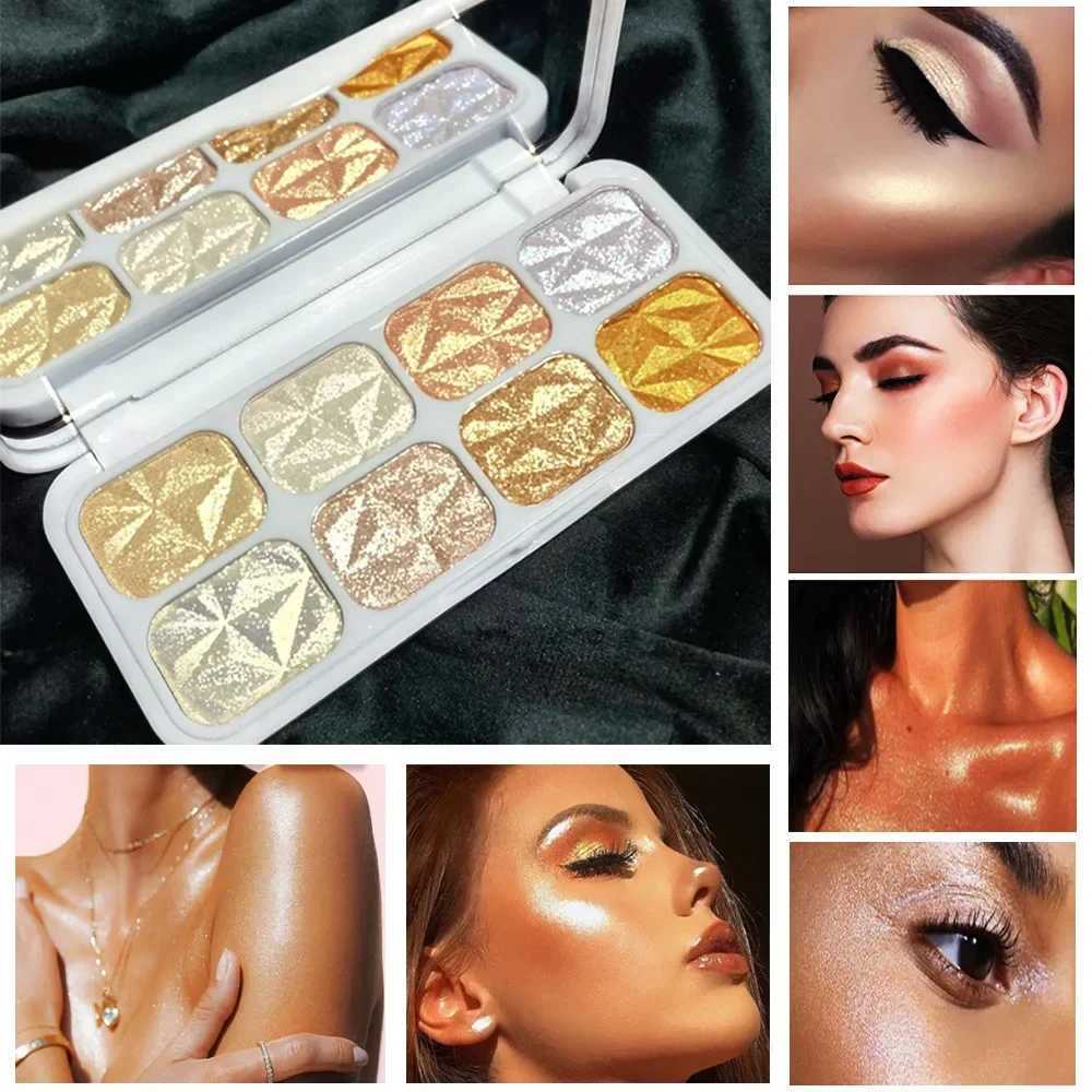 Pearl eye shadow Palette Highlighter Bright face contour powder blusher waterproof makeup Body glitter powder cosmetics W240812