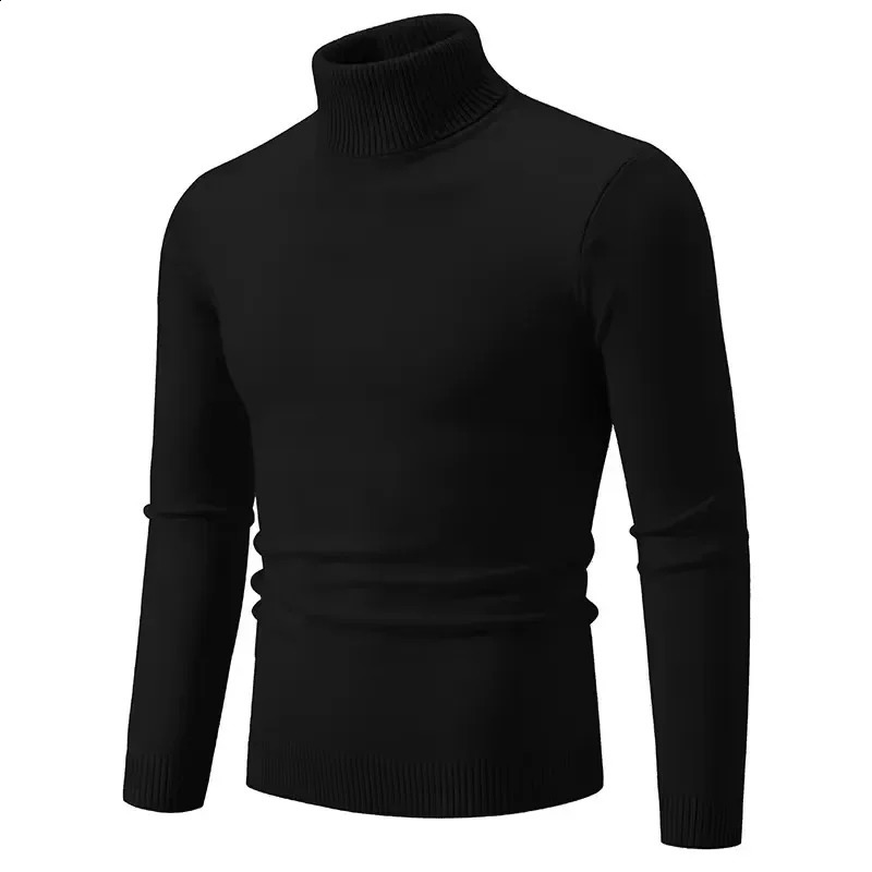 Trend Mens High Collar Sweaters Pullover Knitted Warm and Casual 240812