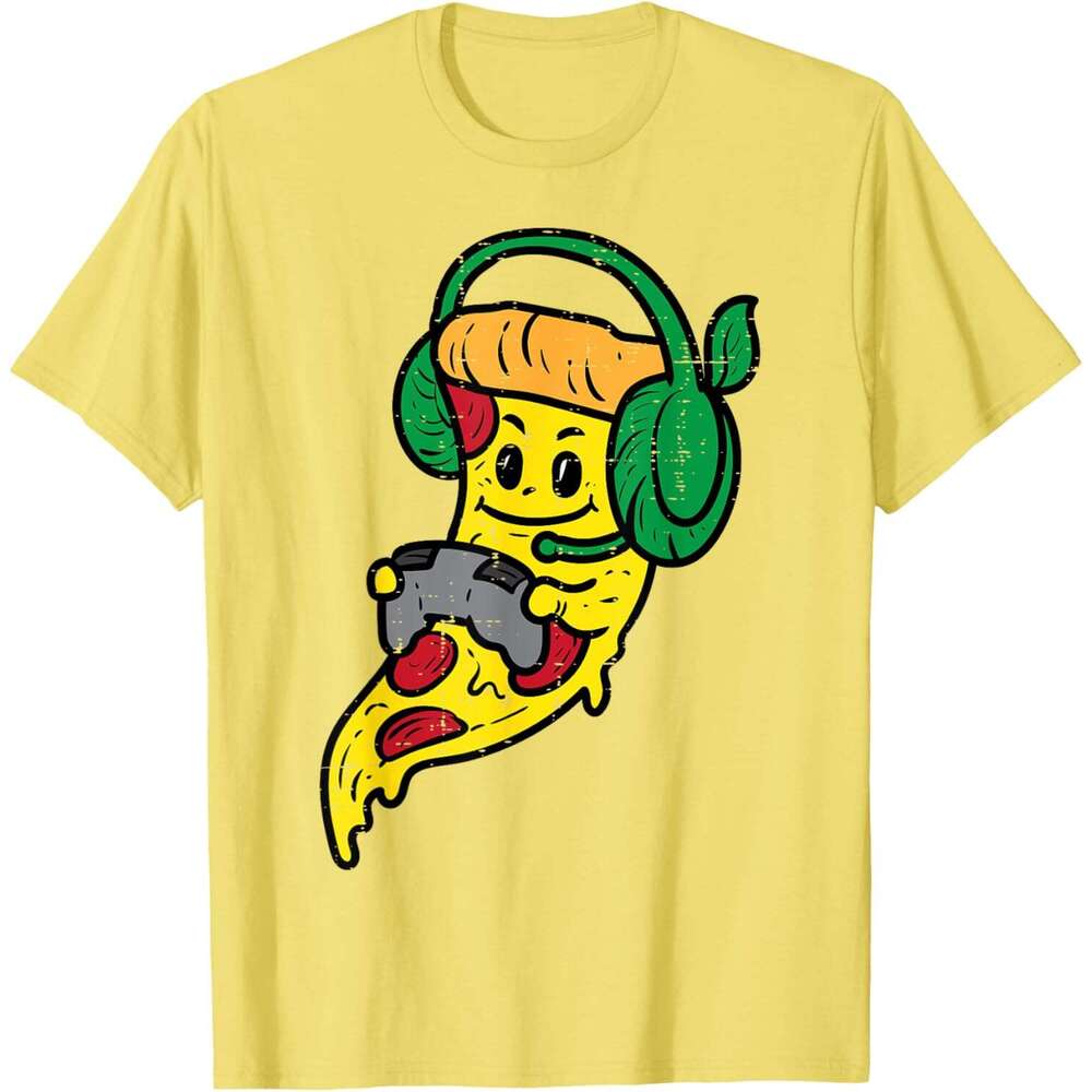 2025S Fashion Designer T Shirt For Mens Gamer Pizza Video Gaming Funny Food T Shirt Shirts Tshirt Graphic Tee Casual Tops Clothes Short Sleeve