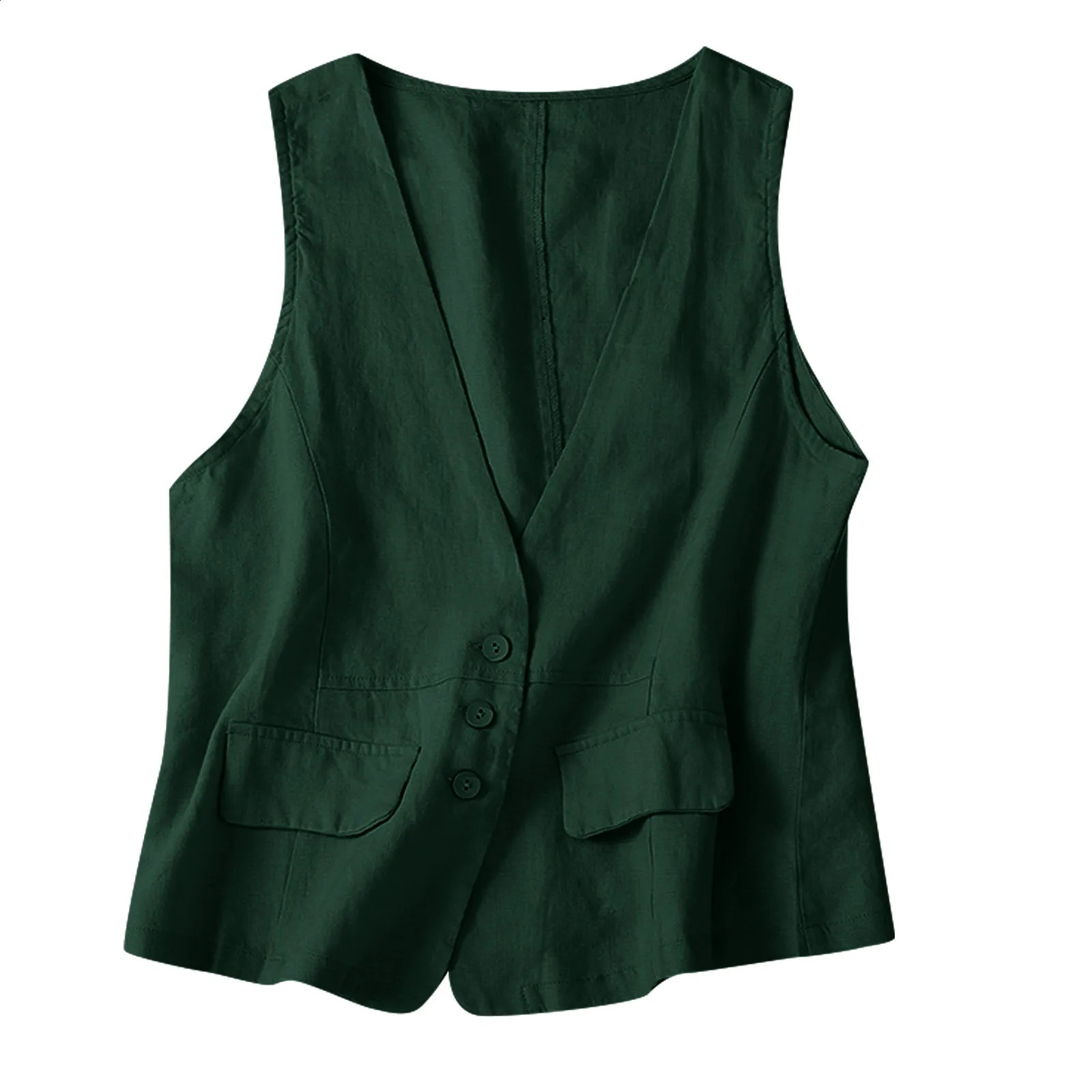 Streetwear Cotton Linen Women Clothing Women Vests Overcoat Coat Vest for Women Fashion Clothes Elegant Casual Vintage 240813