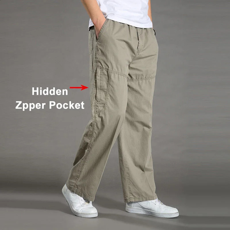 Men Fat Pants Plus Size Cargo Sweatpants Oversized Casual Overalls Big Size Loose Trouser Sports Streetwear Tactical Youth 6XL 240812