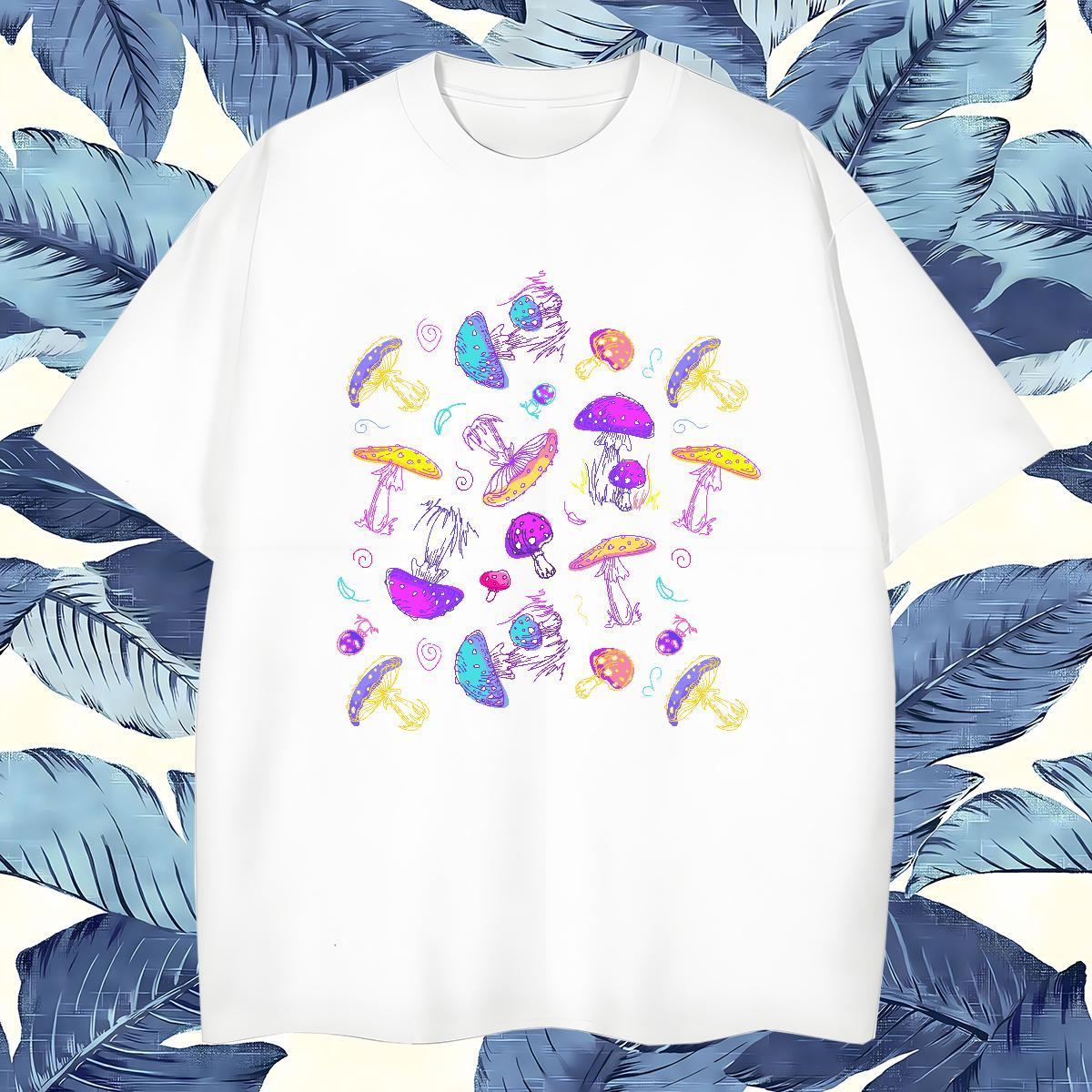 High Quality mushroom T shirt Sport Tshirt for Man Woman 100% Cotton 230g Customized Short Sleeve O-Neck Floral Print Tops Shirt