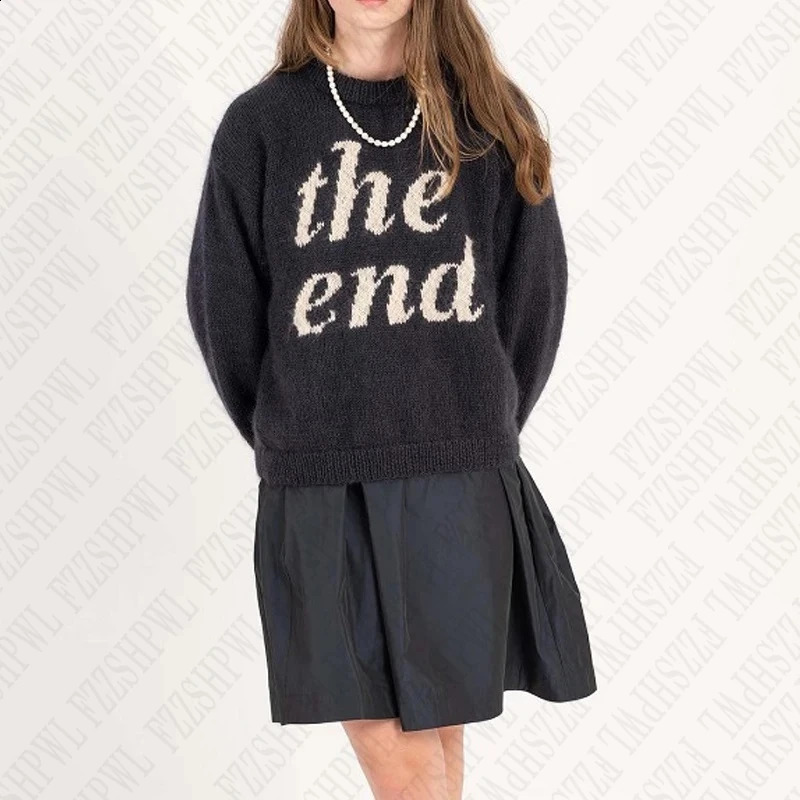 Y2k Knitted Sweater Acrylic Harajuku Letter Graphic Aesthetics Grunge Goth Long sleeved Vintage Fashion O-Neck Casual Streetwear 240812