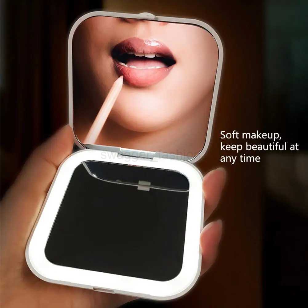 Cosmetic Mirror Mini Pocket Mirror Creative Make Up Stylish 5 Times Magnifying LED Vanity MirrorXJ240813