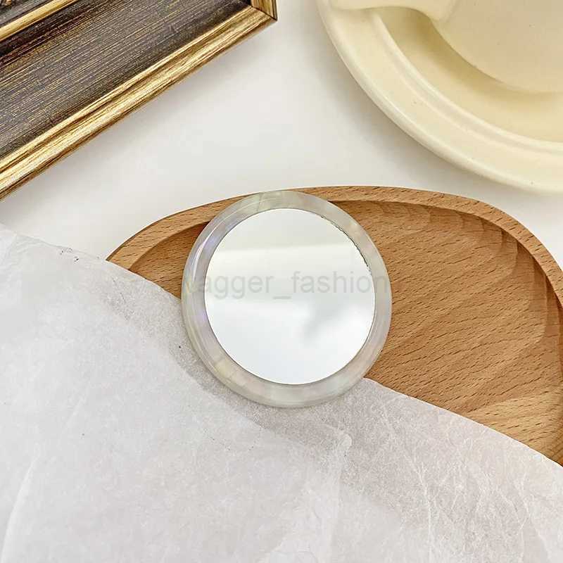 Simple Acetic Acid Small Round Mirror Compact Portable Makeup Mirror Handheld Makeup Mirror Japanese Korean Ins Pocket MirrorXJ240813