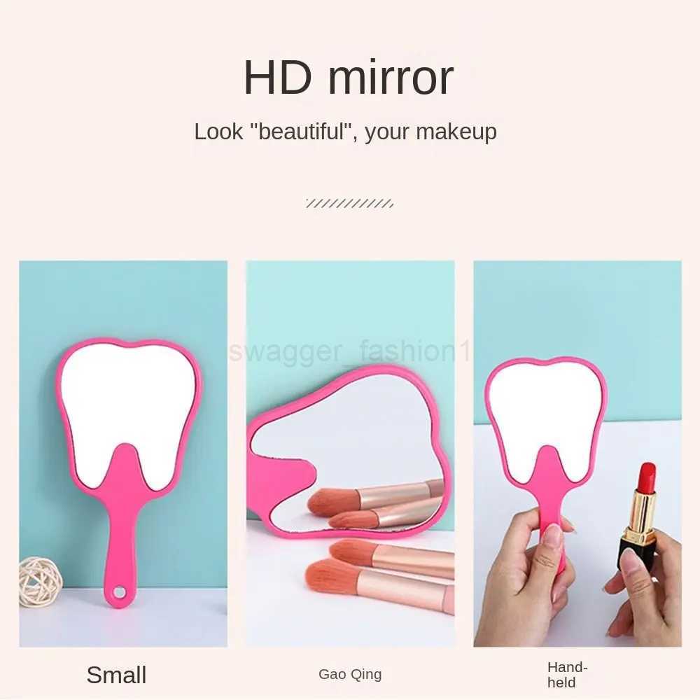 1PC Tooth Shaped Handheld Mirror Cute Makeup Mirror Hand Held Dental Mirrors With Handle High Definition Makeup MirrorXJ240813