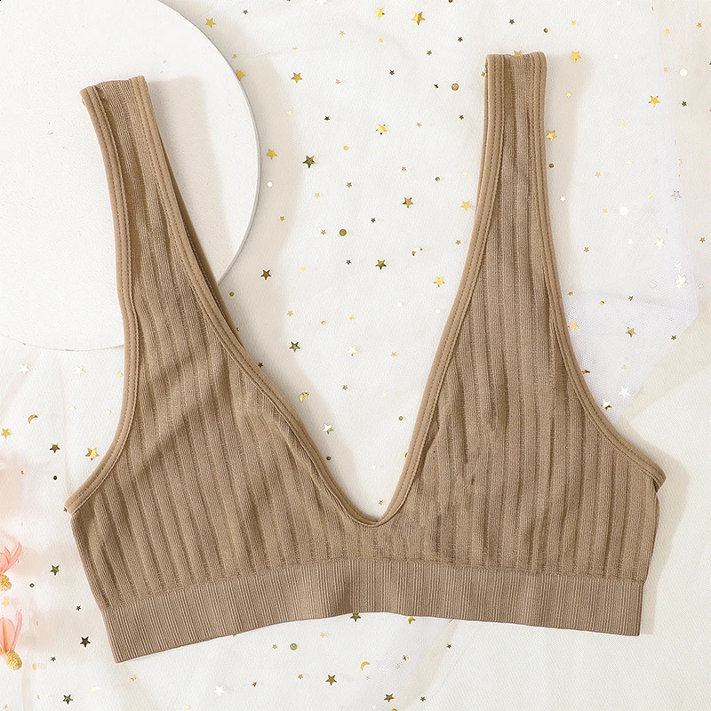 Deep V-neck Seamless Bra Push Up Bras For Women Bralette Sexy Lingerie Female Low Back Sleep Underwear Unlined Crop Top 240812