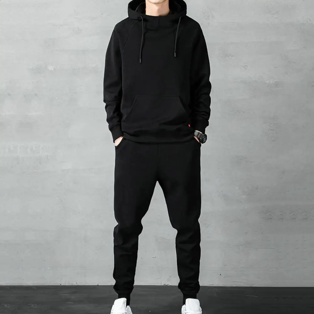 Men Sweatshirt Sweatpants Pants Set Autumn Men Tracksuit Sports Hoodie Drawstring Jogger Suit Trendy Hoodie Pants Two Piece Set 240813