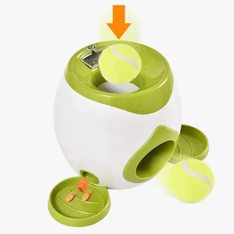 2 In 1 Pet Automatic Throwing hine Training Slow Food Device Interactive Dog Feeder Tennis Ball Launcher Toy