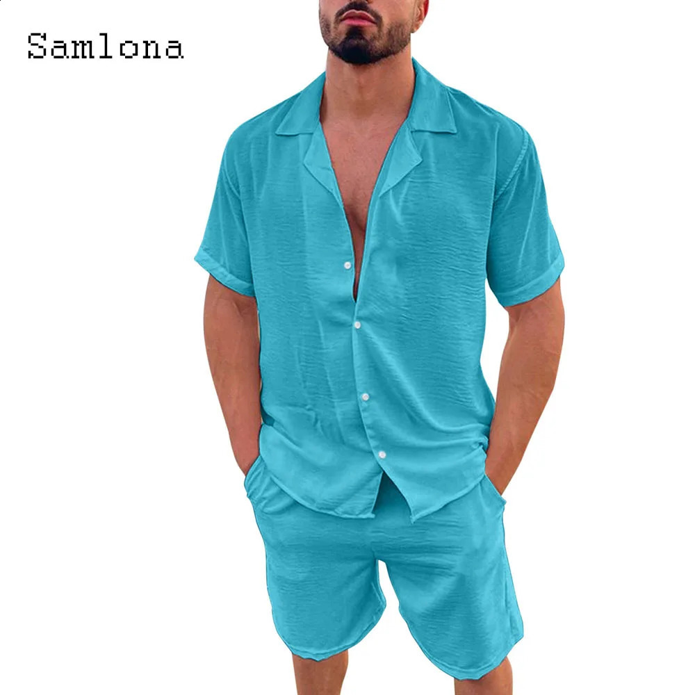 Plus Size Mens Casual Linen Two Piece Sets 2024 Europe Style Vintage Tops Blouse and White Shorts Suit Male Beach Tracksuits Set 240813