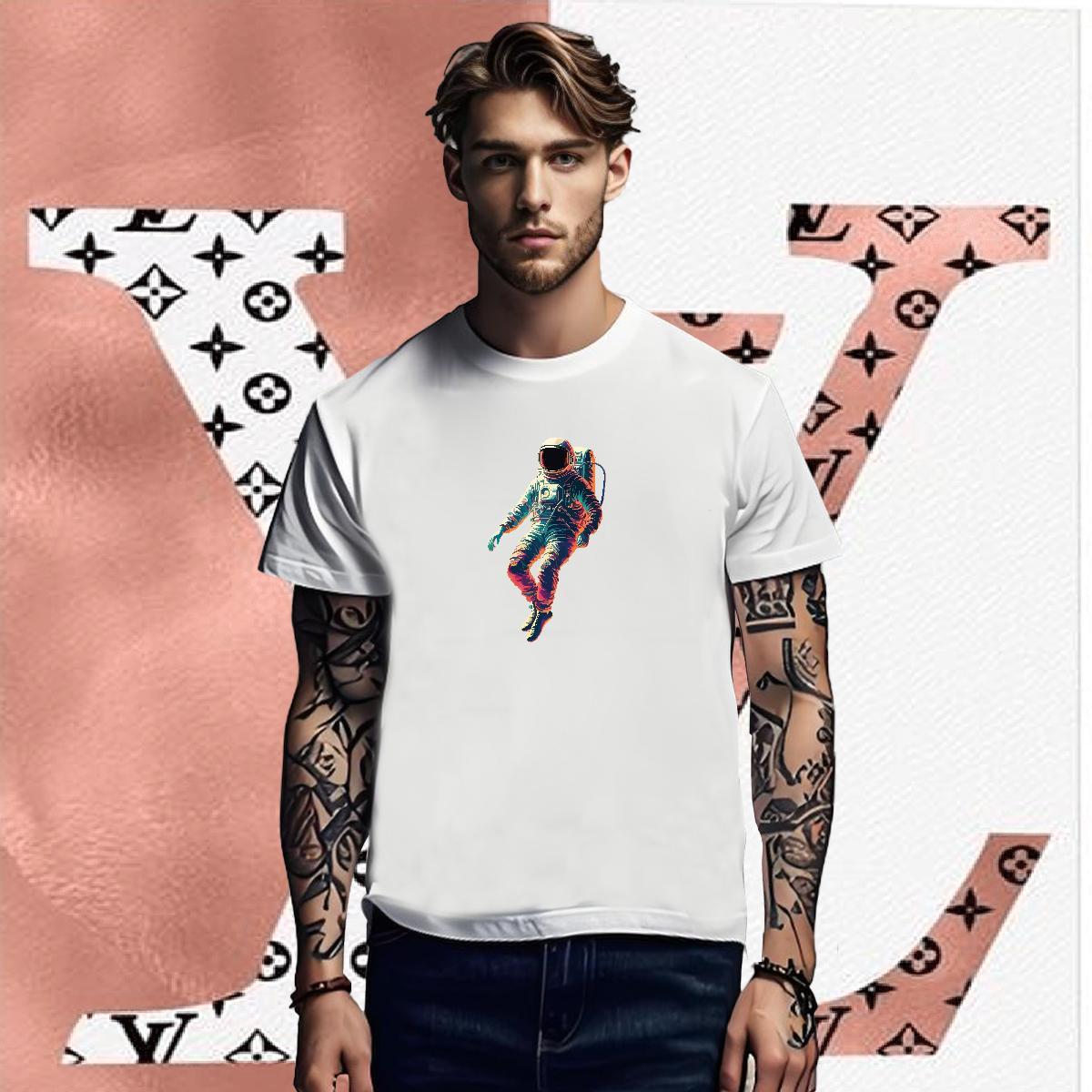 T-Shirts 230g Cotton cosmonaut Hip Hop Breathable Soft Floral Print Tshirts Fashion Designer Brand Tee Shirt