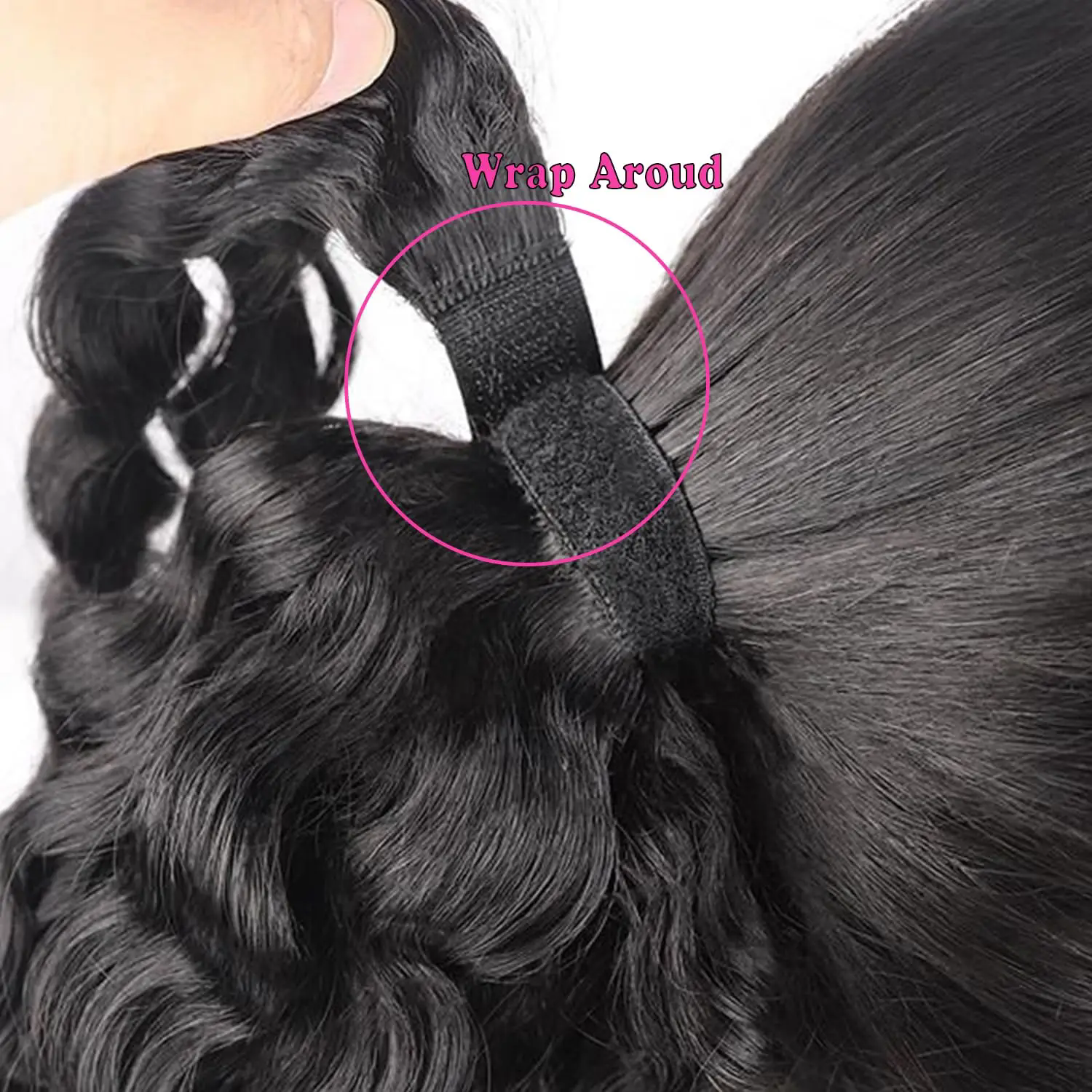 Water Wave Ponytail Human Hair Wrap Around Ponytail Extensions Curly Remy Hair Ponytails Clip in Hair Extensions 10 to 32 Inches