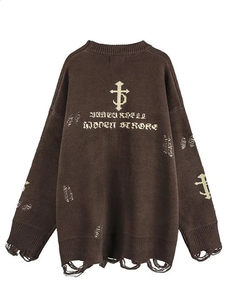 Womens sweater Tops Harajuku Sweater Women Gothic Vintage Ripped Grunge Jumper Streetwear Korean Y2k Oversize Hiphop Pullover 240812