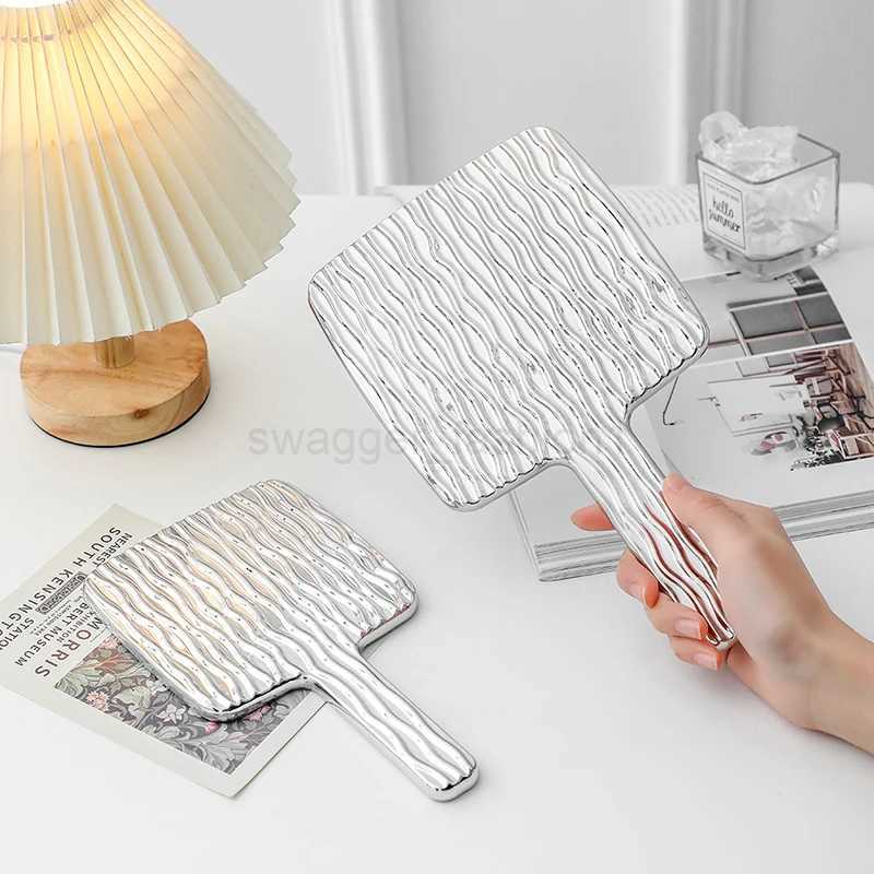1PCS Square Mirror Mini Hand-held Desktop Cosmetic Mirror Makeup Mirror Travel Metallic Portable Beauty MirrorXJ240813