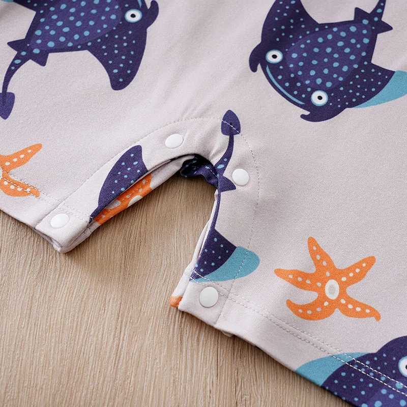 Newborn baby jumpsuit clothing jumpsuit Onesies short sleeved printed clothing summer round neck outdoor sports for children 0-18 months W240812