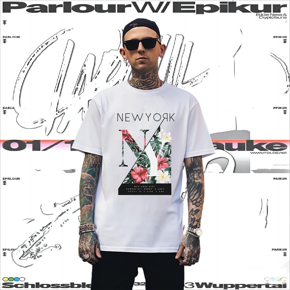 Loose Fit flower T-Shirts for Men Hip Hop Street Men Tshirts 100% Cotton 230g New Designer Breathable Customized Print Polos