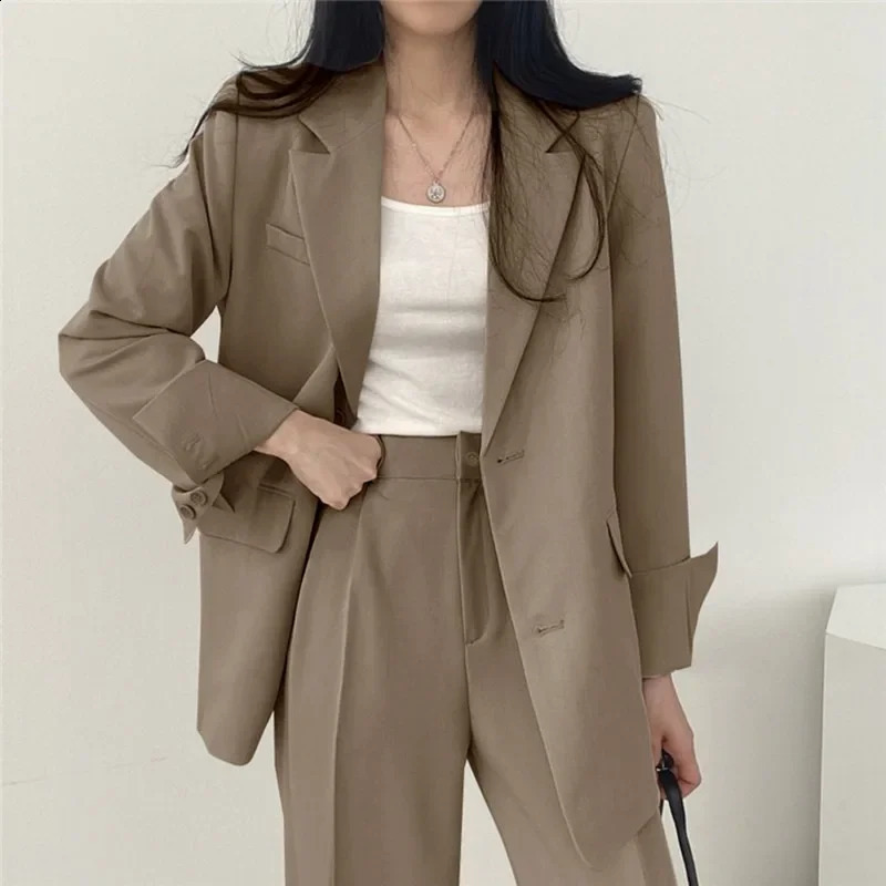 Womens Suit Fashion Casual Temperament Tops Coat Pants Suit Lady Korean Office Commuting Blazer Set Spring Autumn 240813