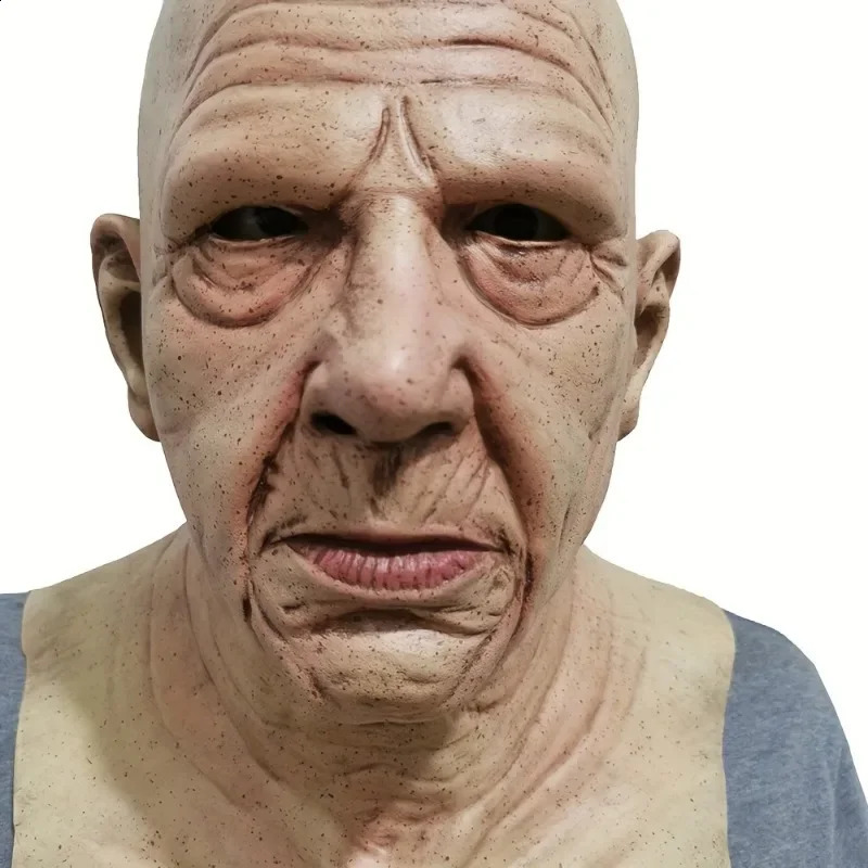 Surrealing Mens Elderly Mask Transformed COS Play Headgear Durable and Comfortable Halloween Costume Party 240812