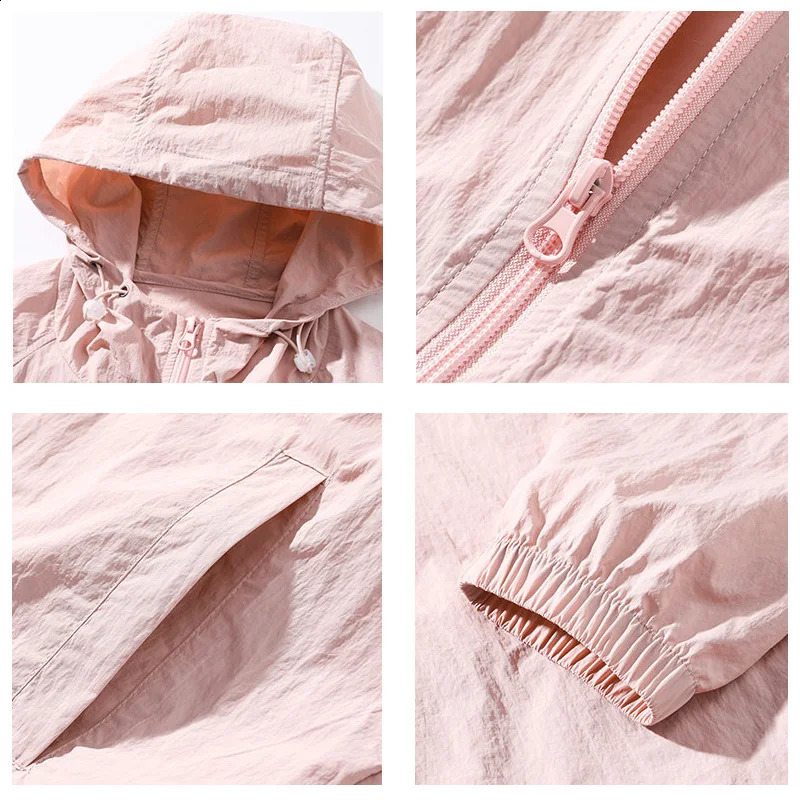 Summer hooded jacket womens waterproof and clothing lightweight quick drying skin windproof 240812