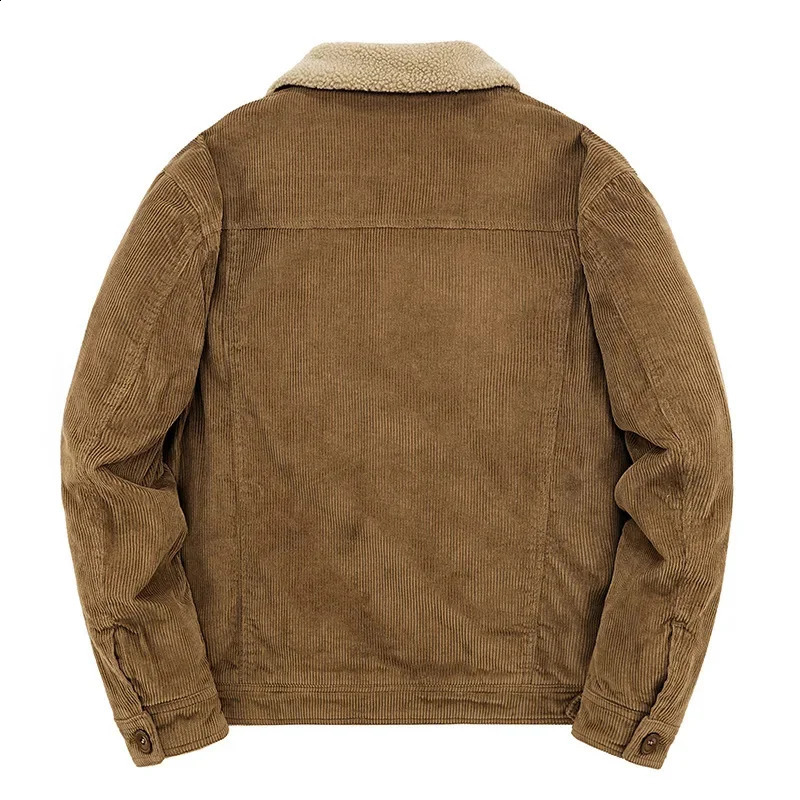 Male Thermal Windbreaker Plus Size Mens Warm Winter Corduroy Jackets and Coats Fur Collar Casual Jacket Outwear Clothes 240812