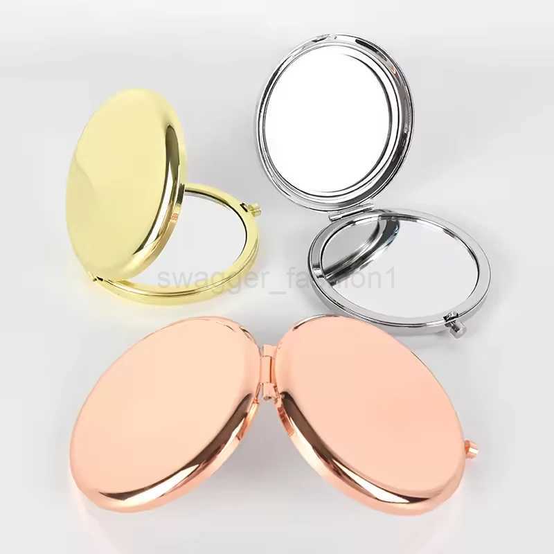 Accept Custom Blank Metal Makeup Double Handbag Pocket Mirror for Wedding Holiday GiftXJ240813