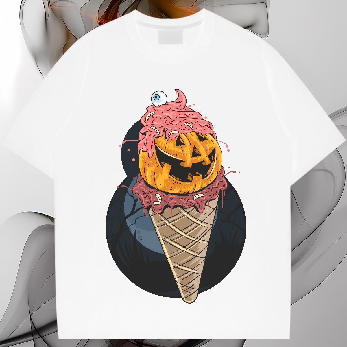 Free Shipping T-Shirts for Men Halloween Breathable Hip Hop Street DIY 230g 100% Cotton Men Tshirts New Top Tees