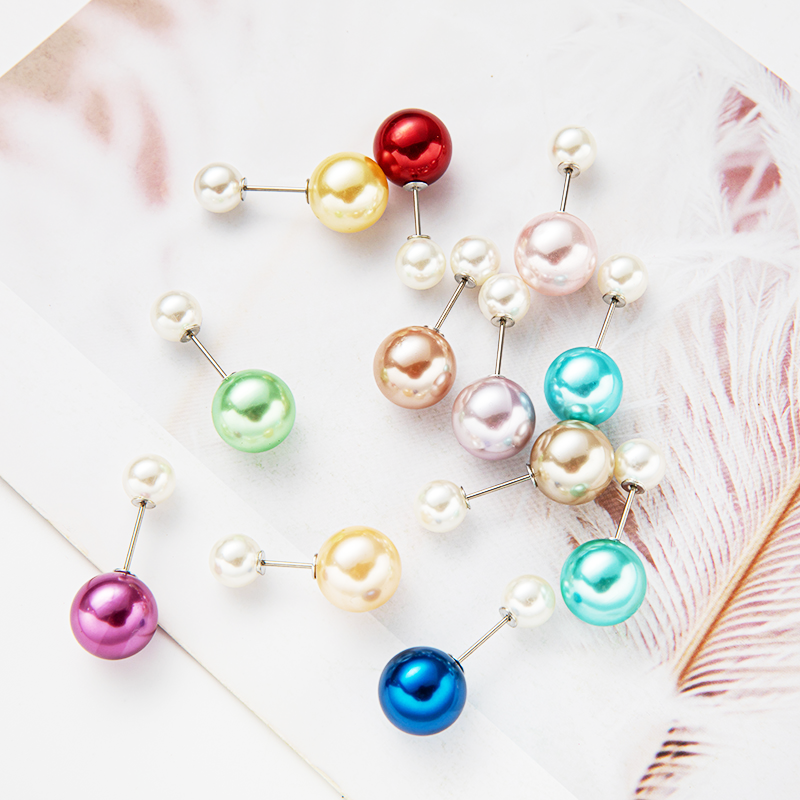 Ladies' fashionable and simple round colored pearl pin set box, waist cinching fixed anti glare brooch pin