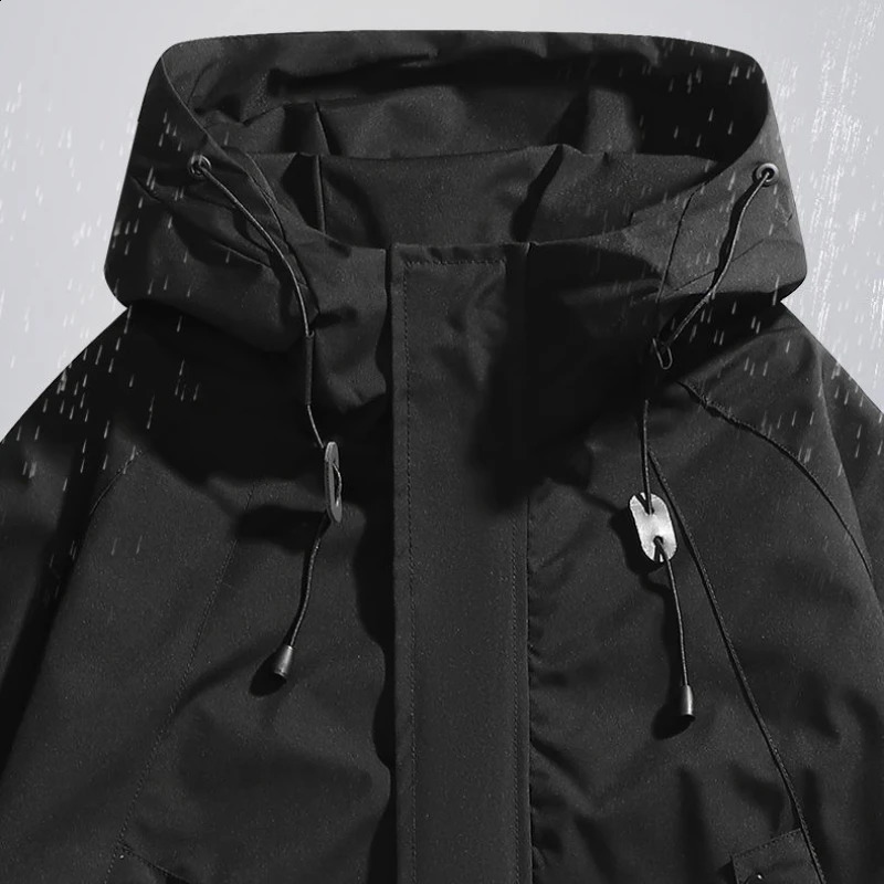 Mens hooded sweatshirt mens windproof jacket zipper multi pocket autumn cargo sweater womens hiking 240812