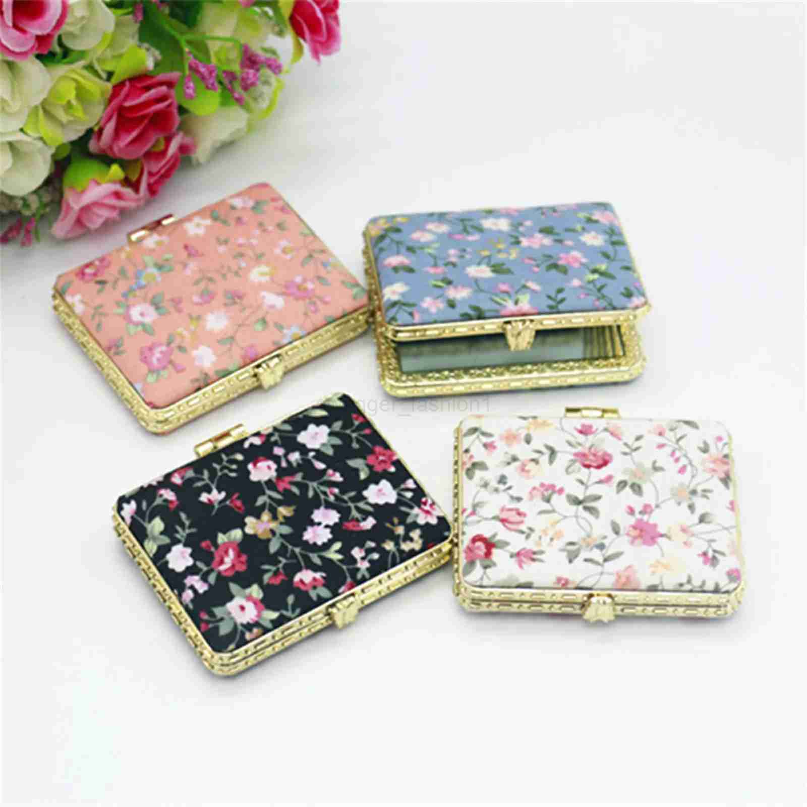 Vintage Foldable Makeup Mirror Mini Heart Round Makeup Vanity Mirror Portable Hand Mirrors Compact Mirror Pocket Cosmetic MirrorXJ240813