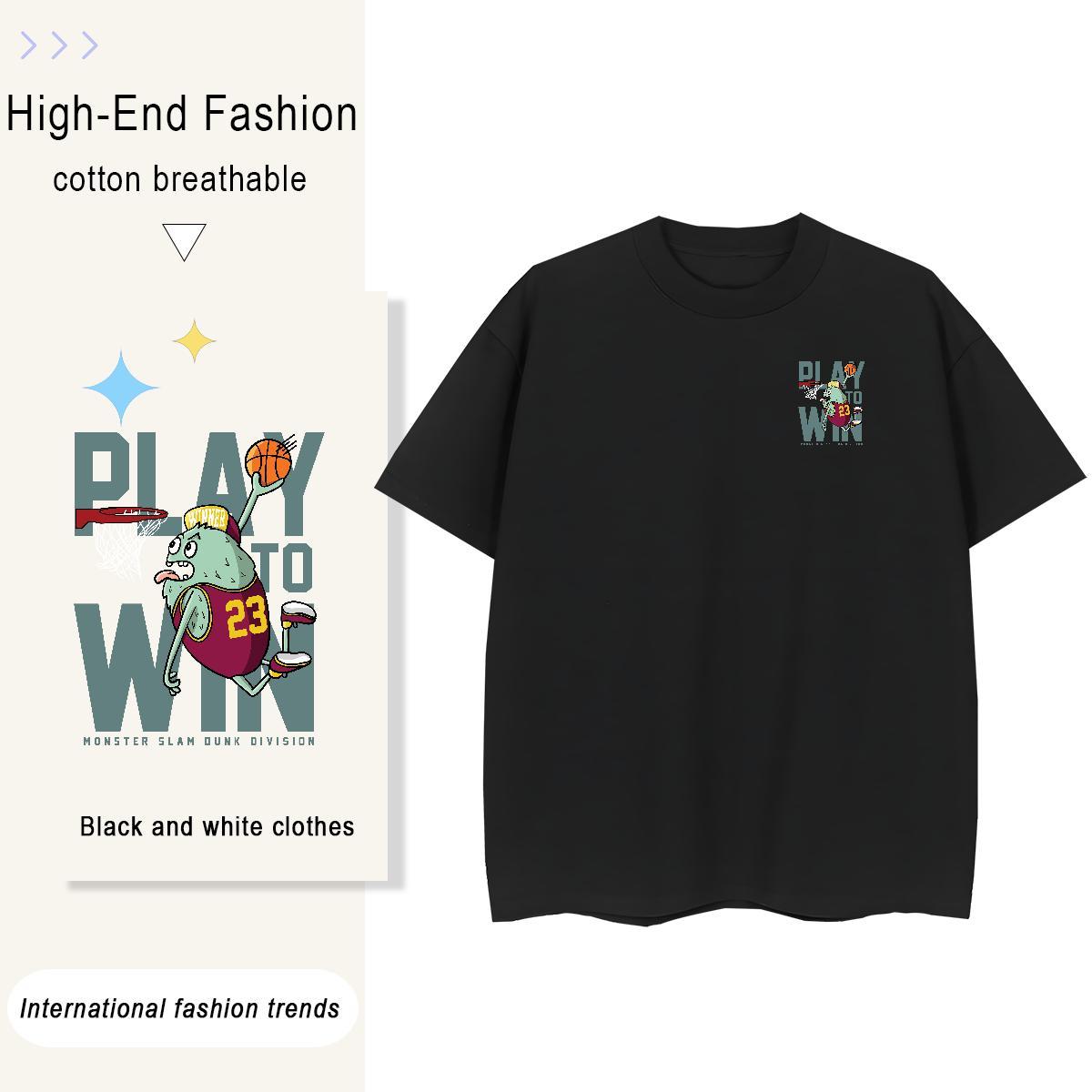 T shirt 100% Cotton 230g USA Daily Outfit Crew Neck Breathable Black White Men Tees 2024 DIY Brand Wear