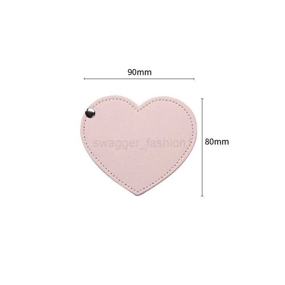 Portable Heart Compact Mirror Mini Ultra-thin Unbreakable Makeup Tool Rotating PU Leather Cosmetic Mirror TravelXJ240813