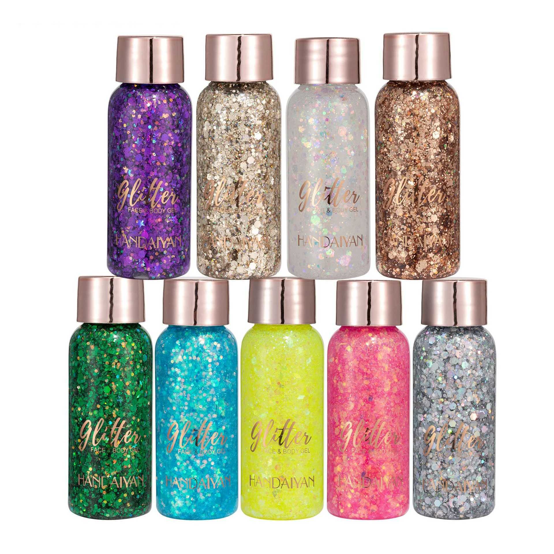 Mermaid Sequins Body Flash gel Set Lasting Holographic Flash Liquid Body Makeup Women Waterproof Facial Flash gel W240812