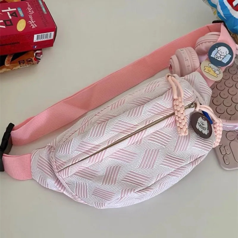 Womens sports chest bag casual multi pocket Fanny Pack sweet ten font with pendant printing large capacity mini backpack 240813