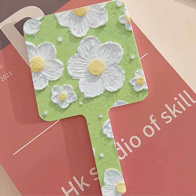 Portable Oil Painting Art Pattern Hand-Held Makeup Mirror Travel HD Vanity Mirror Women Cosmetic Beauty Tools Desktop OrnamentsXJ240813