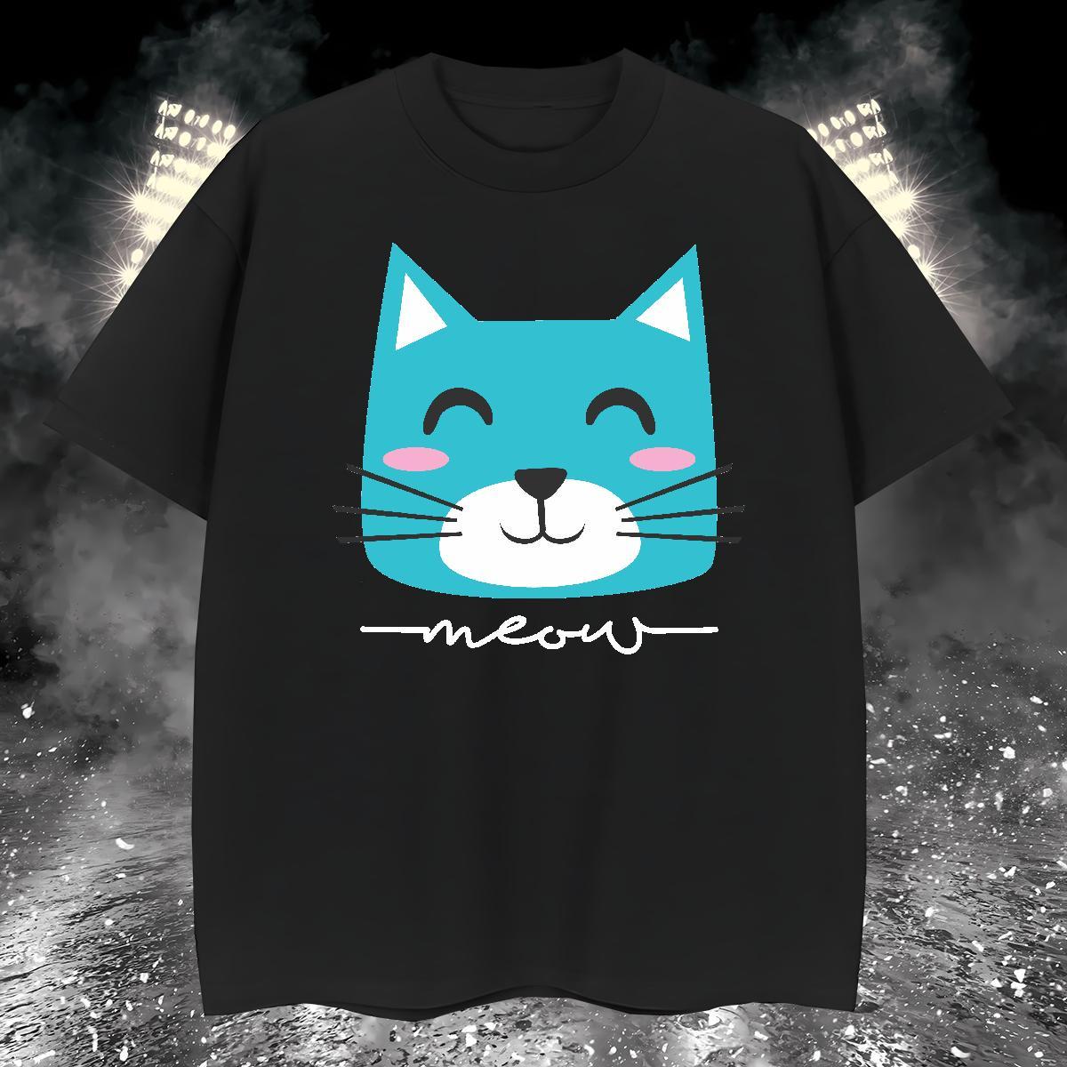 High Quality T Shirt For Man cat Breathable Short Sleeve Home Outdoor White Plus Size 230g 100% Cotton Men Tops Tees 2024 Tops Shirt