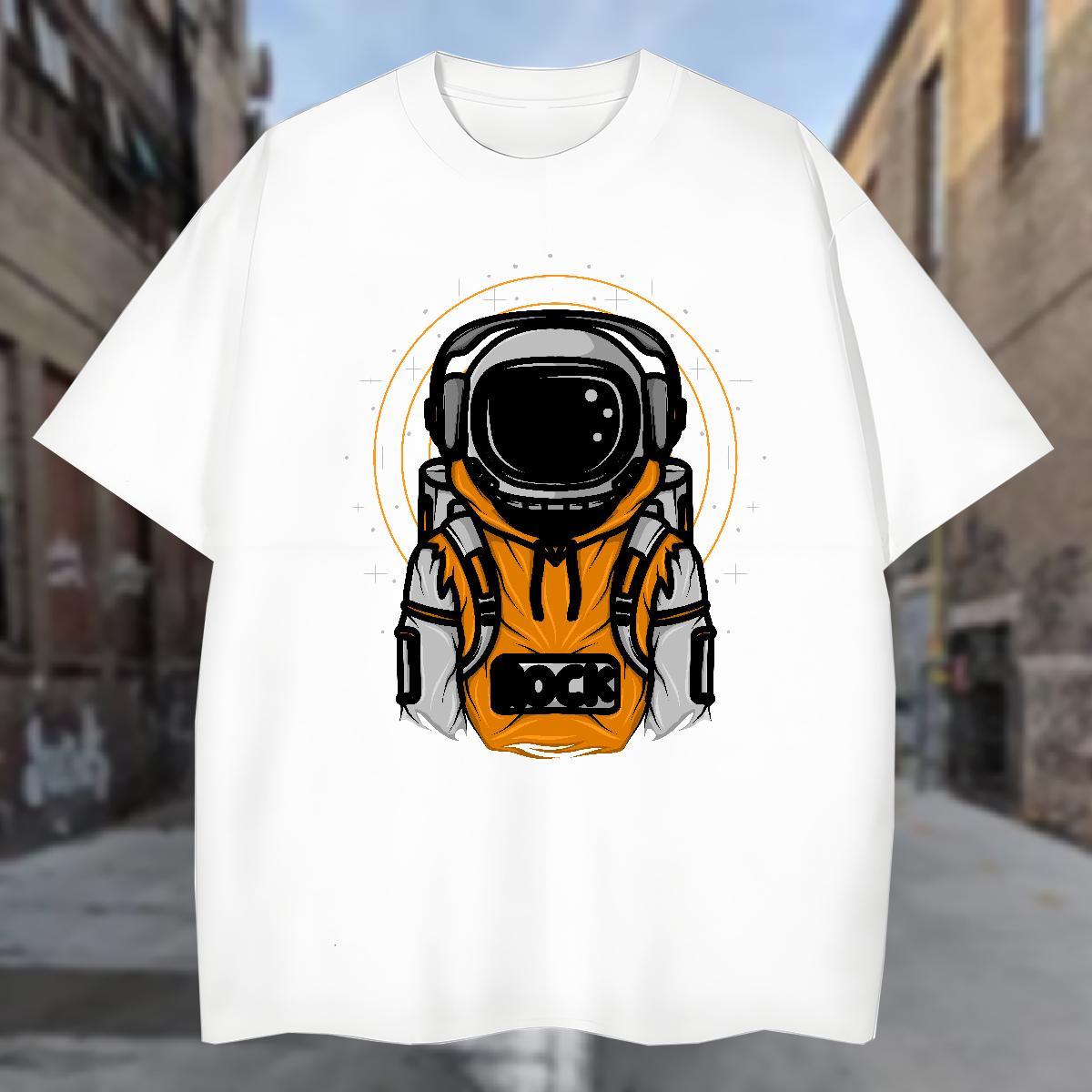 T-Shirts for Men 230g Cotton cosmonaut Hip Hop Street Breathable Soft Custom Printing Men Tshirts Stylist Cool Design Top Tees