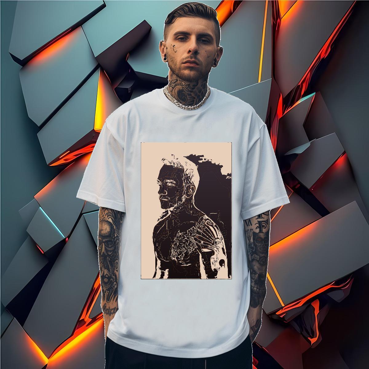 Mens T Shirts 100% Cotton 230g portrait Street Crew Neck Breathable Graphic Men Tops Tees Customized High Quality Top Tees