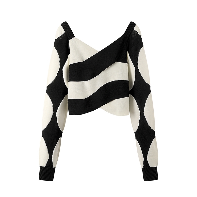 Womens Striped Pullover Knitted Sweater Harajuku Y2k Long Sleeves Sweater Jumper Vintage 2000s Aesthetic Female Clothes Autumn 240812