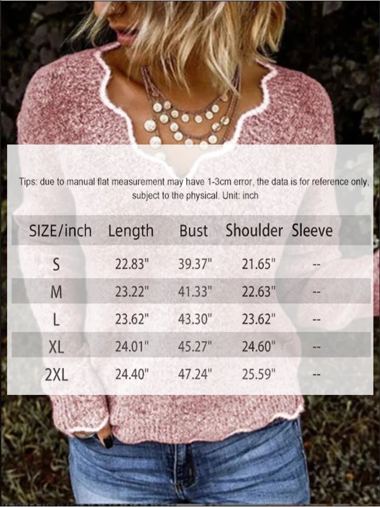 Autumn and Winter Womens Solid Color Sweater Pullover V-Neck Long Sleeve Casual Loose Comfortable Pullover Sweater 240813
